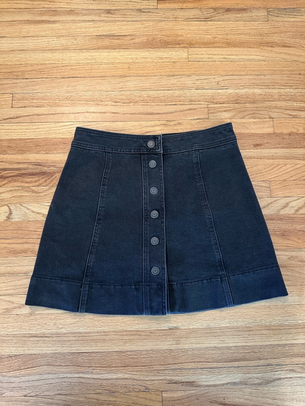 Madewell Button-Front Black Denim Skirt